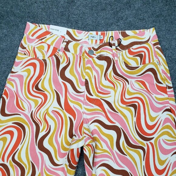 Rue21 Jeans Womens Plus 1X Multicolor Denim Skate Straight Leg Wavy Stretch New - Picture 4 of 12